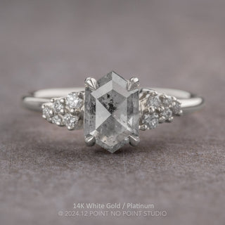 2.34 Carat Icy Salt and Pepper Hexagon Diamond Engagement Ring, Aspen Setting