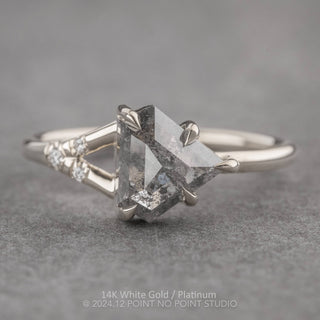 1.69 Carat Salt and Pepper Shield Diamond Engagement Ring, Zara Setting