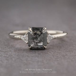 1.40 Carat Black Speckled Asscher Diamond Engagement Ring, Zoe Setting