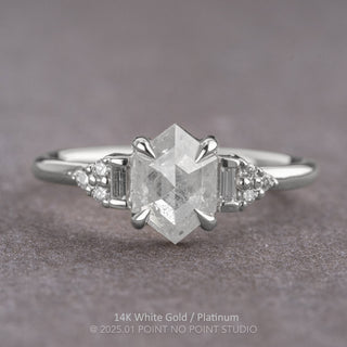 1.51 Carat Icy White Hexagon Diamond Engagement Ring, Dahlia Setting