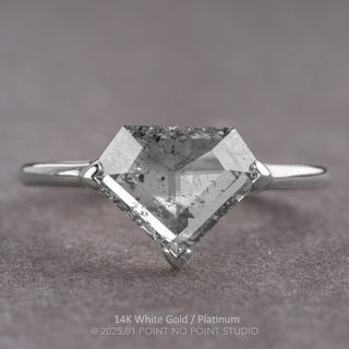 1.61 Carat Salt and Pepper Shield Diamond Engagement Ring, Charlize Setting
