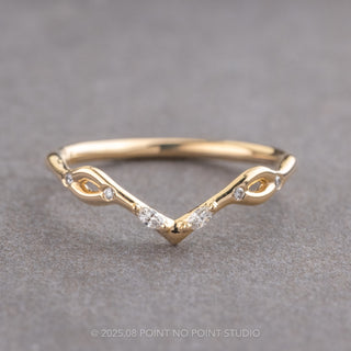 Marquise Diamond Wedding Band, Winona Setting, 14k Yellow Gold