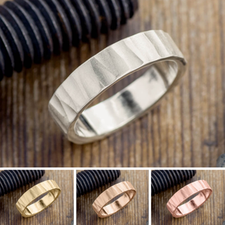 6mm Mens Wedding Band, Wood Grain Matte men's wedding band, Point No Point Studio. Eco-friendly, Recycled Metals, Conflict Free.
