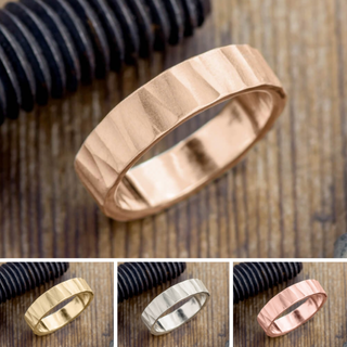 6mm Comfort Fit Mens Wedding Band, Wood Grain Matte men's wedding band, Point No Point Studio. Eco-friendly, Recycled Metals, Conflict Free.