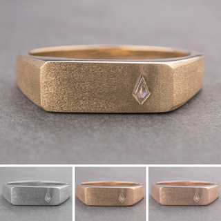 White Kite Sapphire Mens Signet Wedding Ring, Matte