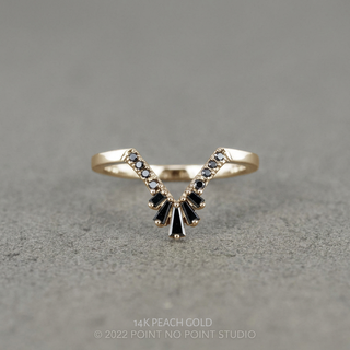 Wednesday Wedding Ring, 13 Black Diamond, Deep V Contour, Square Band