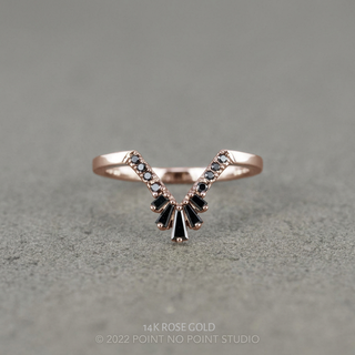 Wednesday Wedding Ring, 13 Black Diamond, Deep V Contour, Square Band