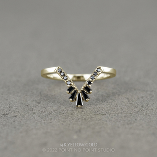 Wednesday Wedding Ring, 13 Black Diamond, Deep V Contour, Square Band