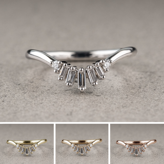 Winslow Wedding Ring, 7 Diamond, Round Band women's wedding band, Point No Point Studio. Eco-friendly, Recycled Metals, Conflict Free.