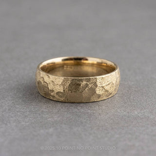 6mm Comfort Fit Mens Wedding Band, Half Round Hammered Matte men's wedding band, Point No Point Studio. Eco-friendly, Recycled Metals, Conflict Free.