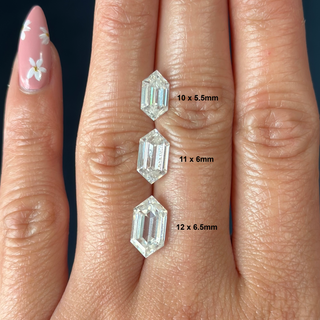Double Cut Elongated Hexagon Moissanite (multiple sizes)