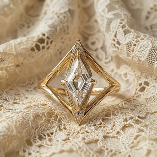 1.21 Carat Lozenge Moissanite and Diamond Engagement Ring, Arwen Setting