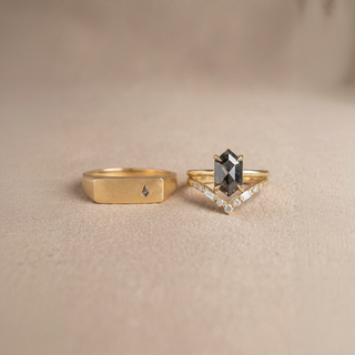Large Paloma Wedding Ring, 9 Diamond, Loaf Band women's wedding band, Point No Point Studio. Eco-friendly, Recycled Metals, Conflict Free.