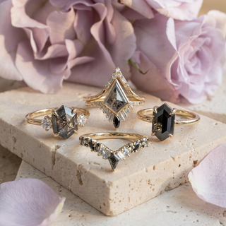Aries Wedding Ring, Salt and Pepper Kite, 21 Ombre Diamond