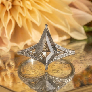1.96 Carat Salt and Pepper Kite Diamond Engagement Ring, River Setting