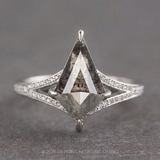 1.96 Carat Salt and Pepper Kite Diamond Engagement Ring, River Setting