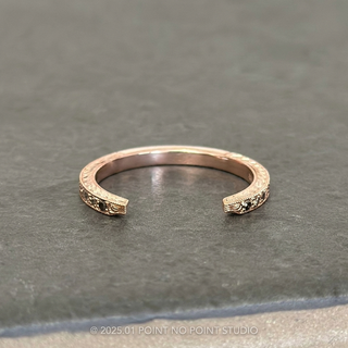 Vintage Vienna Wedding Ring Cuff, 6 Black and Grey Diamond women's wedding band, Point No Point Studio. Eco-friendly, Recycled Metals, Conflict Free.