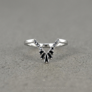 Wednesday Wedding Ring, 13 Black Diamond, Deep V Contour, Square Band