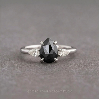 1.74 Carat Black Salt and Pepper Pear Diamond Engagement Ring, Zoe Setting