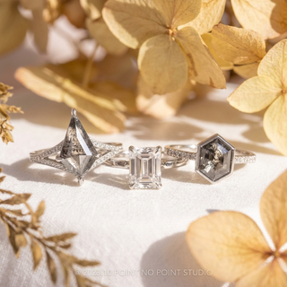 1.96 Carat Salt and Pepper Kite Diamond Engagement Ring, River Setting