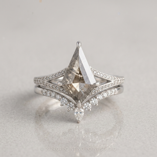 1.96 Carat Salt and Pepper Kite Diamond Engagement Ring, River Setting