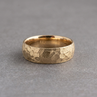 6mm Mens Wedding Band, Half Round Hammered Matte