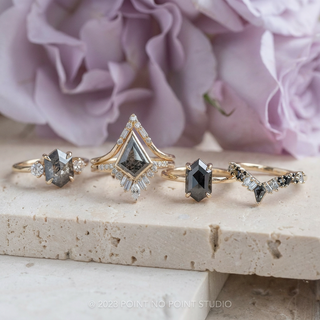Aries Wedding Ring, Salt and Pepper Kite, 21 Ombre Diamond