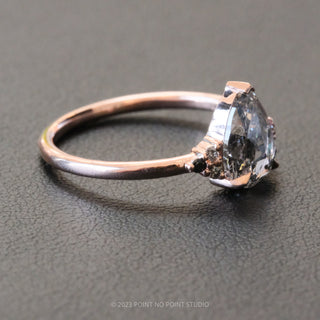1.18 Carat Salt and Pepper Pear Diamond Engagement Ring, Quinn Setting, 14k Rose Gold