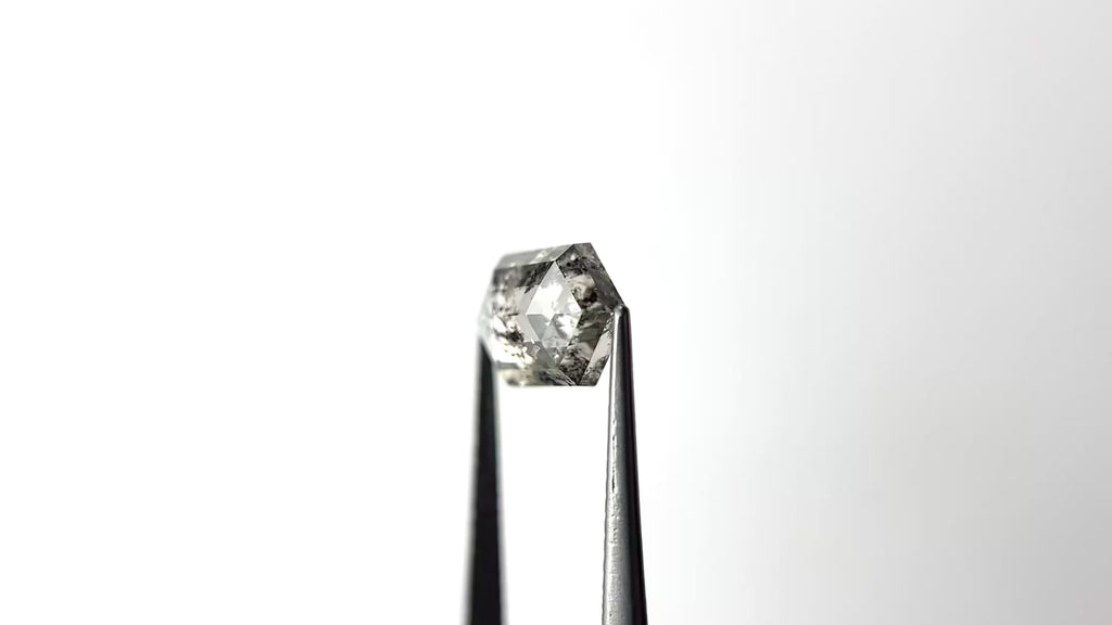 2.17ct Hexagon loose Salt & Pepper Diamond, Point No Point Studio. Conflict free.