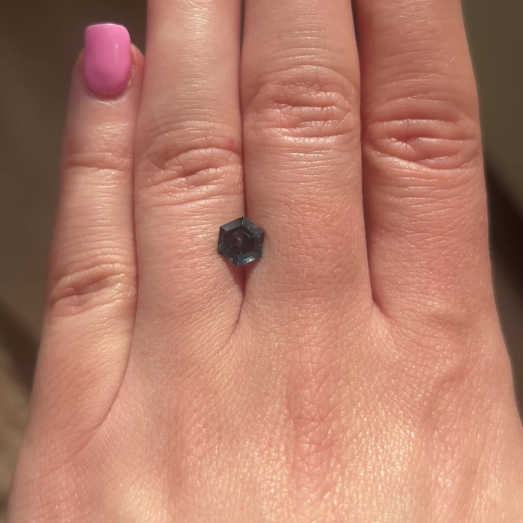 1.47ct Hexagon loose Sapphire, Point No Point Studio. Conflict free.