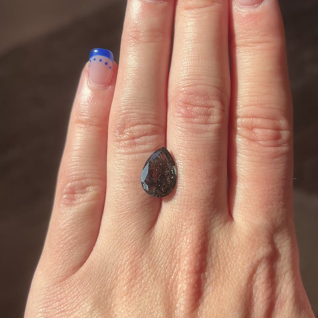 3.46ct Pear loose Salt & Pepper Diamond, Point No Point Studio. Conflict free.