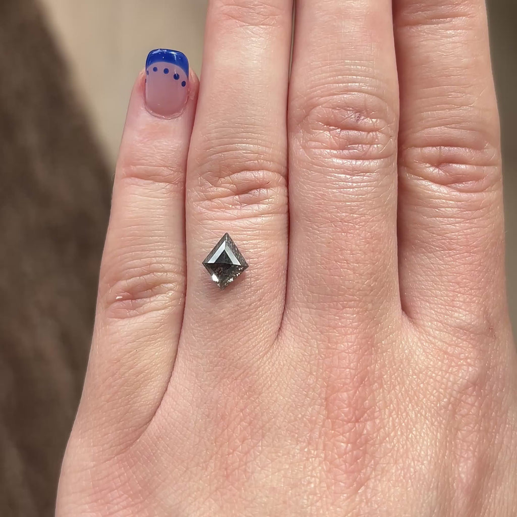 1.46ct Kite loose Salt & Pepper Diamond, Point No Point Studio. Conflict free.