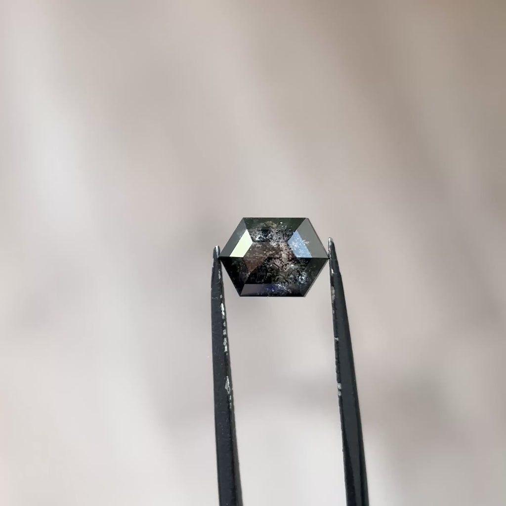 1.84ct Hexagon loose Salt & Pepper Diamond, Point No Point Studio. Conflict free.