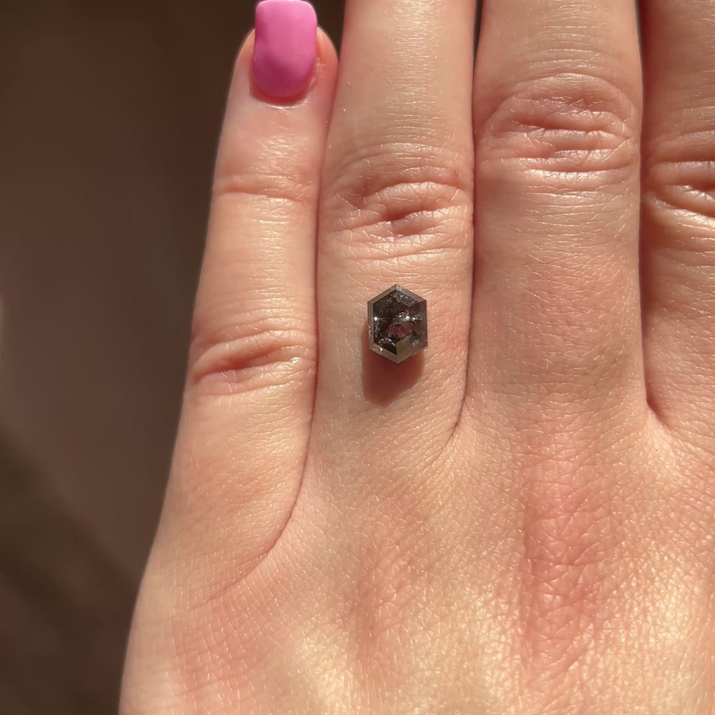 1.98ct Hexagon loose Salt & Pepper Diamond, Point No Point Studio. Conflict free.