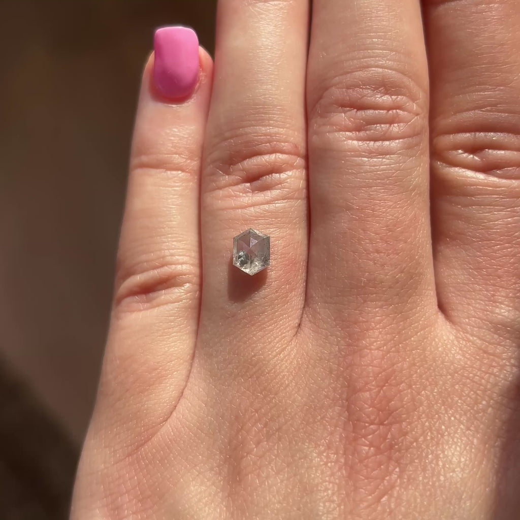 1.32ct Hexagon loose Salt & Pepper Diamond, Point No Point Studio. Conflict free.