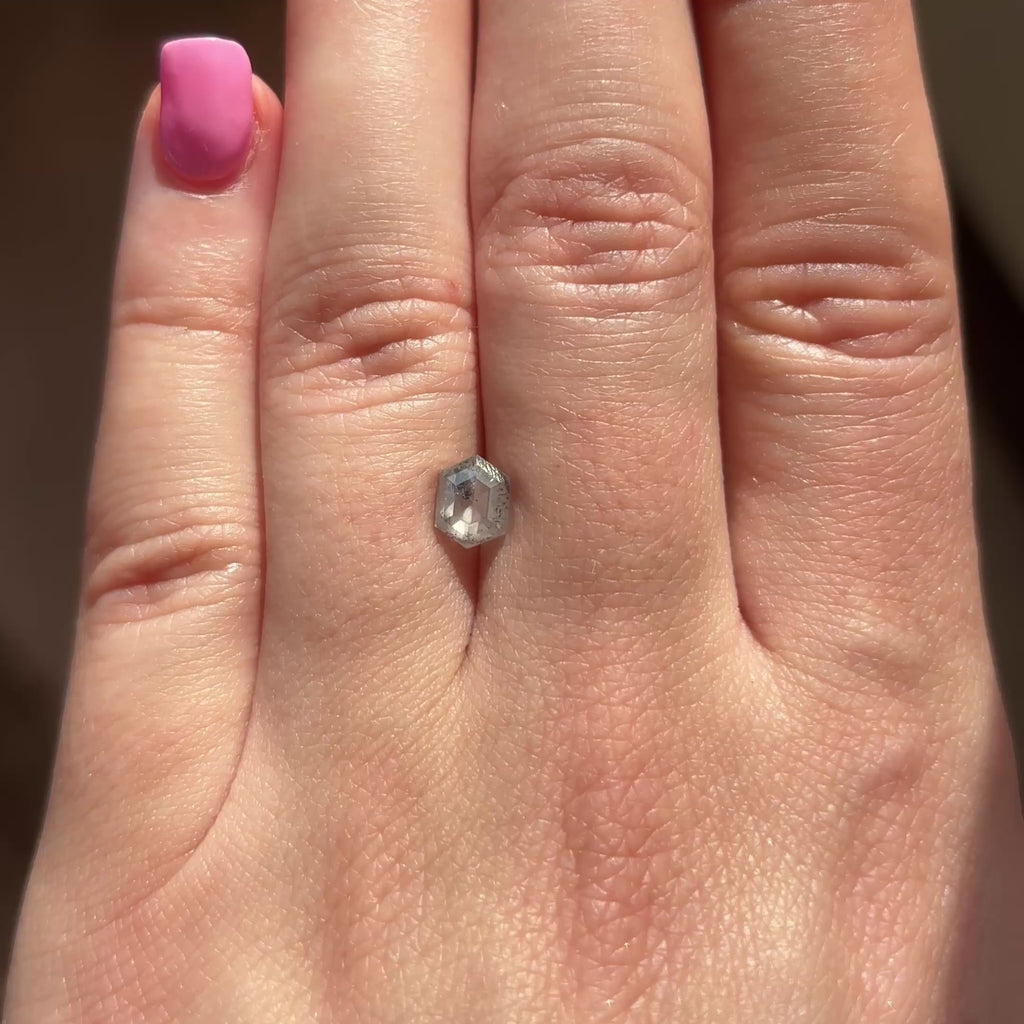 1.32ct Hexagon loose Salt & Pepper Diamond, Point No Point Studio. Conflict free.
