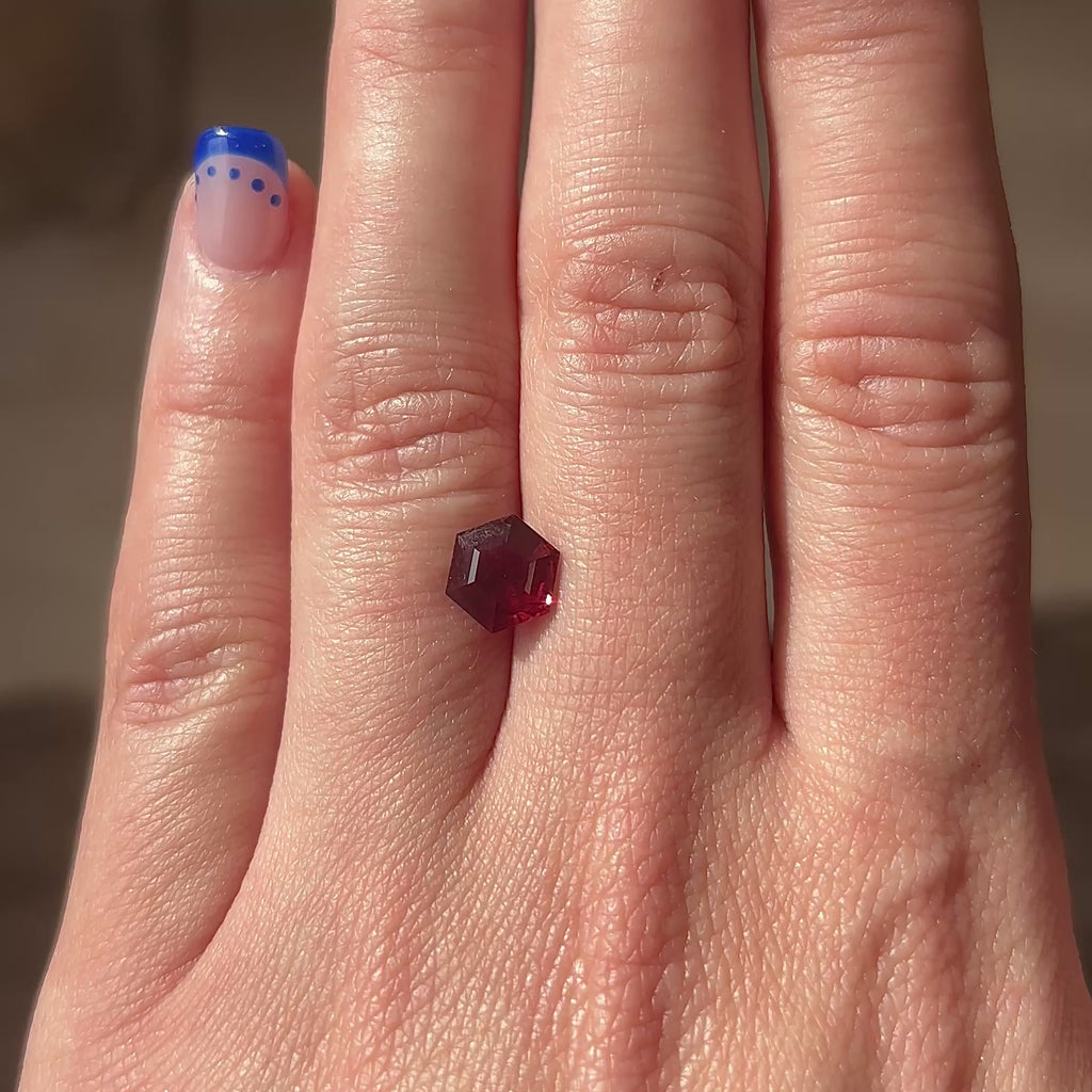 2.50ct Hexagon loose Ruby, Point No Point Studio. Conflict free.
