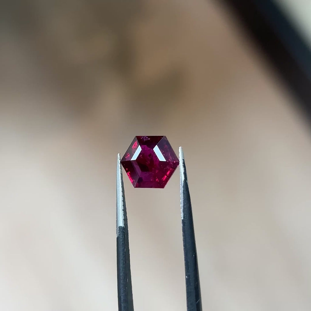 1.65ct Hexagon loose Ruby, Point No Point Studio. Conflict free.