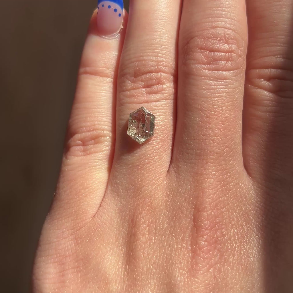2.17ct Hexagon loose Salt & Pepper Diamond, Point No Point Studio. Conflict free.
