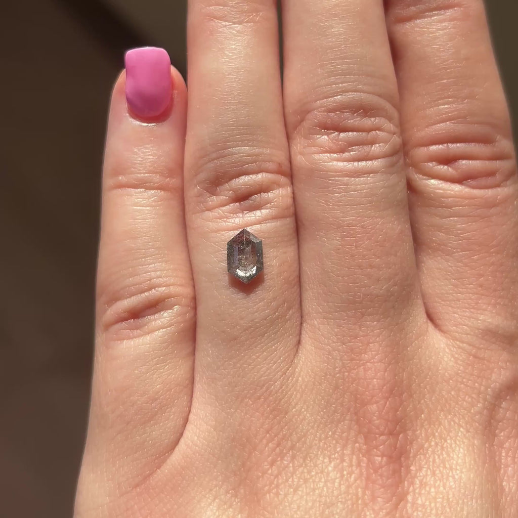 .93ct Hexagon loose Salt & Pepper Diamond, Point No Point Studio. Conflict free.