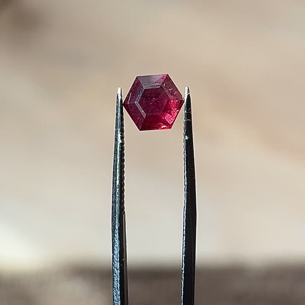2.50ct Hexagon loose Ruby, Point No Point Studio. Conflict free.