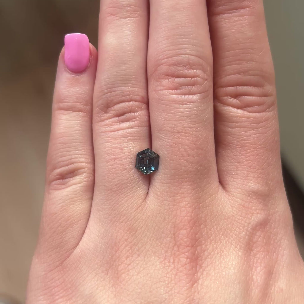 1.36ct Hexagon loose Sapphire, Point No Point Studio. Conflict free.