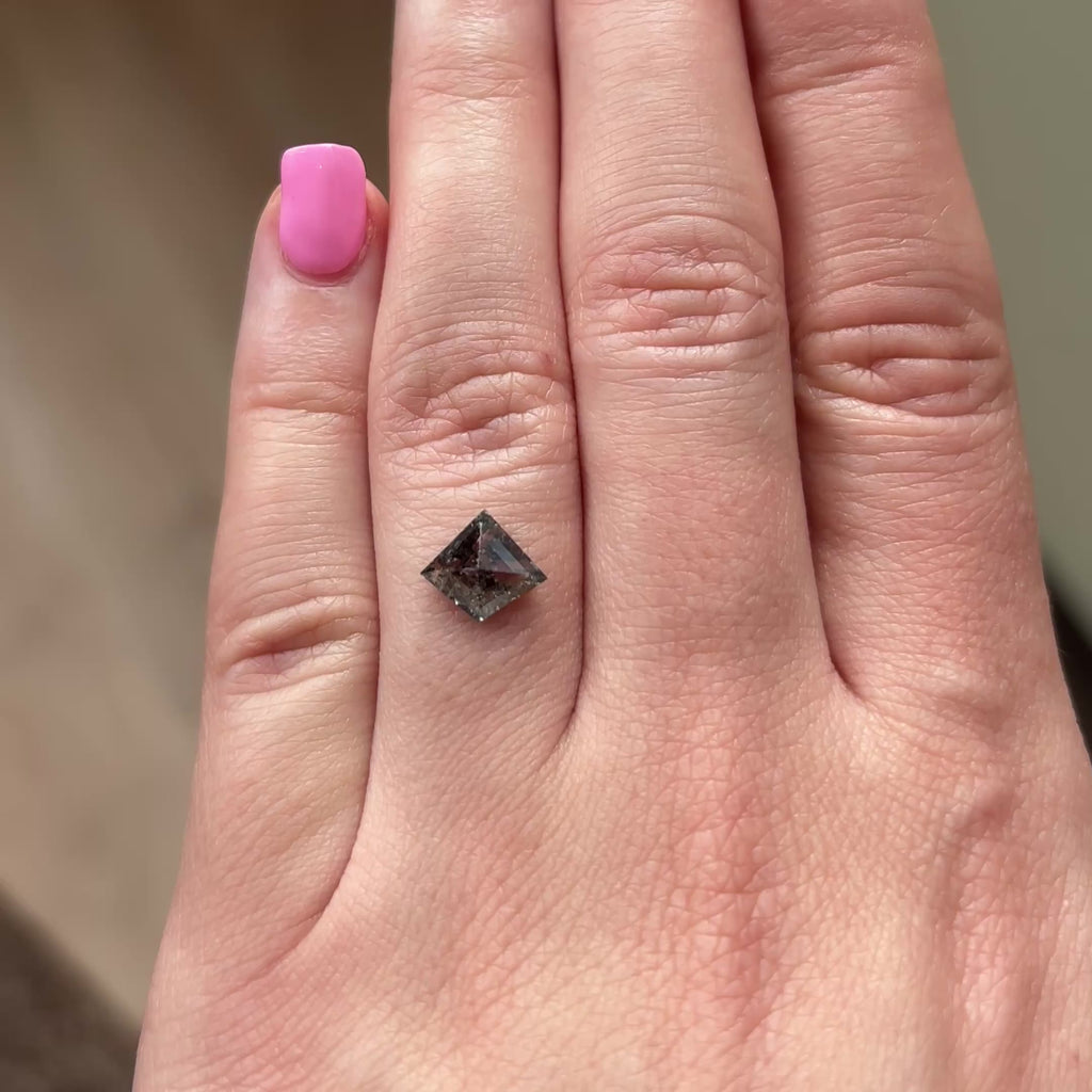 1.35ct Kite loose Salt & Pepper Diamond, Point No Point Studio. Conflict free.