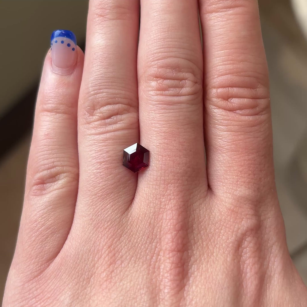 1.65ct Hexagon loose Ruby, Point No Point Studio. Conflict free.