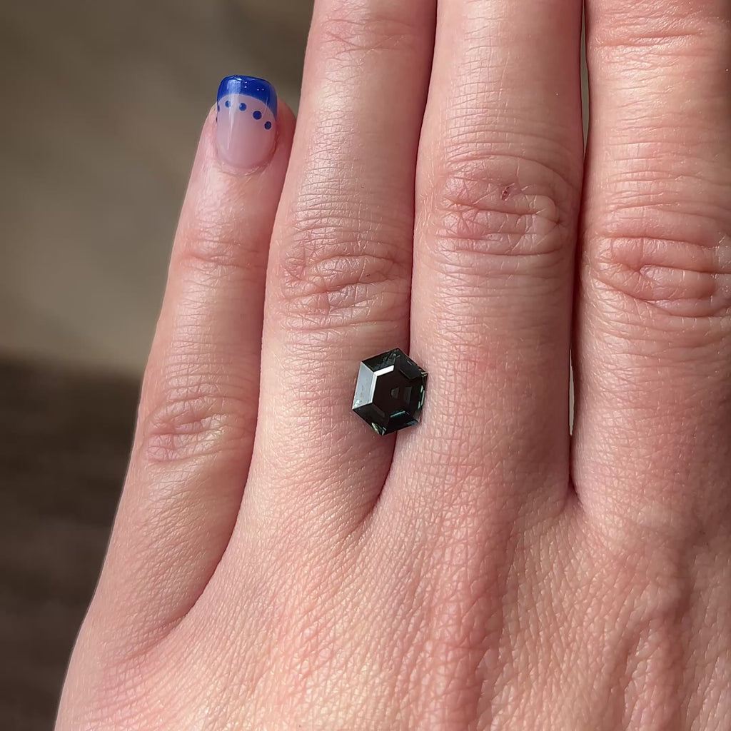 2.36ct Hexagon loose Sapphire, Point No Point Studio. Conflict free.