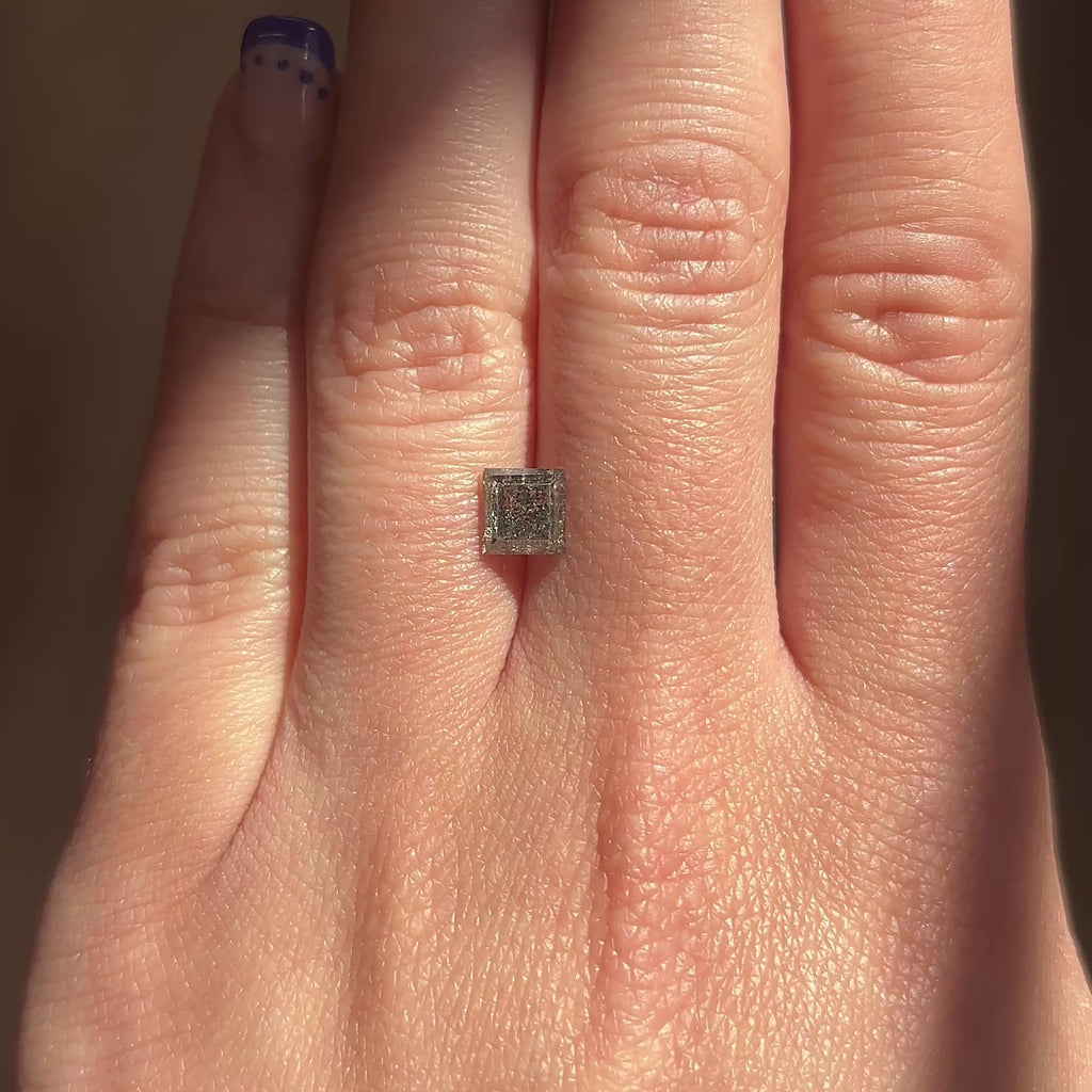1.44ct Rectangle & Square loose Salt & Pepper Diamond, Point No Point Studio. Conflict free.