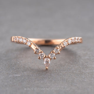 Marquise Diamond Wedding Band, Extra Diamond Flora Setting, 14K Rose Gold