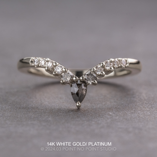 Cassiopeia Wedding Ring, Salt and Pepper and White Diamonds, 11 Diamond