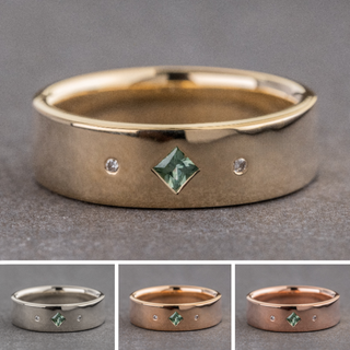 Green Lab Sapphire and Diamond Men's Wedding Ring, Comfort Fit