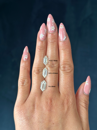 Double Cut Skinny Elongated Hexagon Moissanite (multiple sizes)